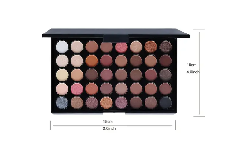 40-Color Eyeshadow Palette Kit with Free Brush – Matte, Shimmer, and Highlighter Shades