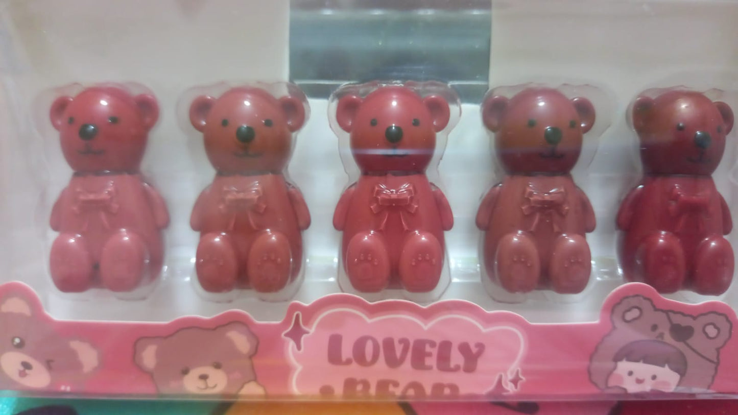 Mini teddy bear lip-gloss - Set of 5